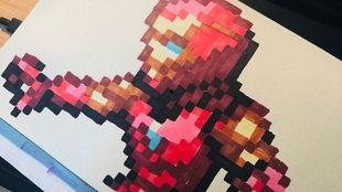 吃瓜女孩像素画,捕捉夏日清凉瞬间